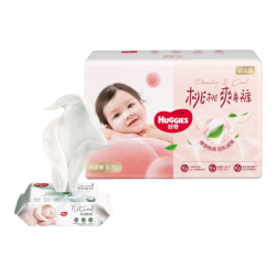 好奇 铂金装纸尿裤婴儿尿不湿小桃裤超薄 S70片(4-8kg) 湿巾1包