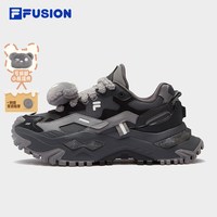 FILA FUSION斐乐潮牌硬糖鞋女鞋秋冬款厚底增高黑色通勤鞋运动鞋