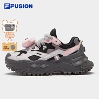 FILA FUSION斐乐潮牌硬糖鞋女鞋秋冬款厚底增高黑色通勤鞋运动鞋