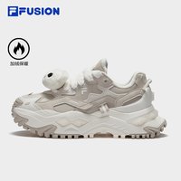 FILA FUSION斐乐潮牌硬糖鞋女鞋秋冬款厚底增高黑色通勤鞋运动鞋