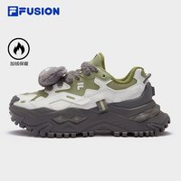 FILA FUSION斐乐潮牌硬糖鞋女鞋秋冬款厚底增高黑色通勤鞋运动鞋