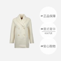 MaxMara女士翻领双排扣纯色宽松中长款绵羊毛呢子大衣