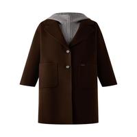 ELAND【100%绵羊毛】衣恋毛呢外套女宽松通勤大衣2025冬季 棕色(85)Brown XS /155