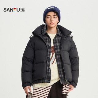 三福 2025冬季男士假两件连帽羽绒服