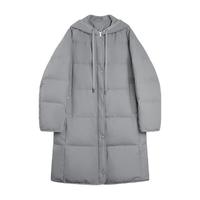 ELLE90白鸭绒撞色连帽羽绒服女2025冬季加厚保暖外套