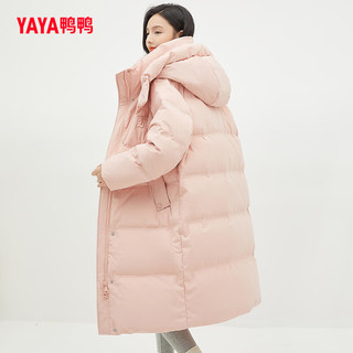 鸭鸭（YAYA）【佟丽娅同款】冬季抗寒休闲简约长款刺绣舒适90绒保暖羽绒服女