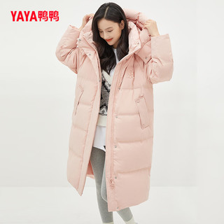鸭鸭（YAYA）【佟丽娅同款】冬季抗寒休闲简约长款刺绣舒适90绒保暖羽绒服女