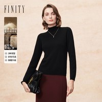 FINITY菲妮迪羊绒衫2025年冬季绒感半高领无缝一体针织毛衣女 高领黑色 M