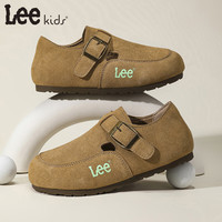 LEE KIDS童鞋秋季儿童耐磨休闲单鞋男大童一脚蹬勃肯鞋软底皮鞋女童 驼色 29 【脚长180mm】
