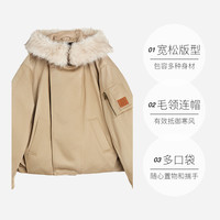 ELLE90白鸭绒连帽花苞羽绒服女2025冬派克服加厚外套
