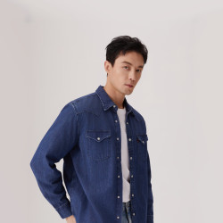 Levi's 男士经典宽松牛仔衬衫 中蓝色 M
