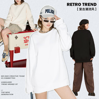 真维斯（Jeanswest）加绒卫衣女士冬季2026摇粒绒圆领宽松套头衫休闲保暖女生上衣 黑色 带帽小熊_K (加厚款) 3XL