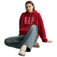 盖璞（GAP）男女装2025冬季新款logo刺绣抓绒宽松套头连帽卫衣美版846551
