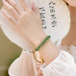 DAISY BEAUTY 和田碧玉级菠菜绿玉石手串转运和田玉手链
