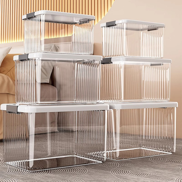 抖音 乙木品川 超大塑料收纳箱 55升(57.8*43.3*33.3cm) 透明色