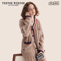 Teenie Weenie小熊睡衣女款秋冬季长袖2024加绒加厚春秋家居服 米咖色 均码