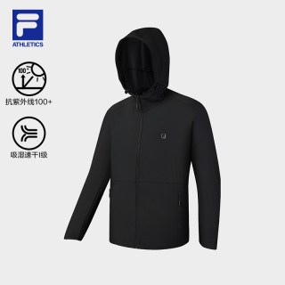 FILA斐乐 男式连帽速干防晒夹克 正黑色-BK 185/104A/XXL