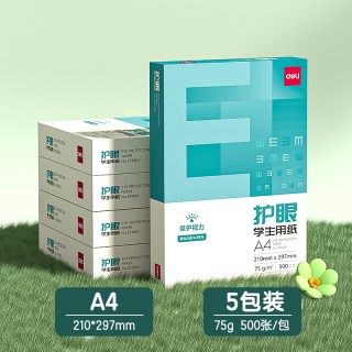 得力 75g纯木浆 A4复印纸 500张*5包