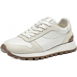 百丽 拼接撞色阿甘鞋女2026春新时尚舒适运动风休闲鞋B2978AM6 米色/杏 38 (240mm)