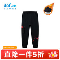 361°童装男童针织加厚长裤年冬季中大童运动休闲裤子 经典黑/诺斯红 140