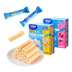 小鹿蓝蓝 婴幼儿钙奶谷物棒泡芙棒磨牙儿童零食11种谷物混合 香蕉味+椰子味