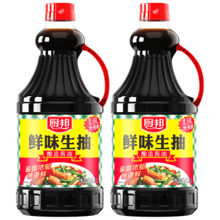 厨邦酱油 鲜味系列 生抽 【黄豆酱油】1.9L*2 酿造酱油 超值装
