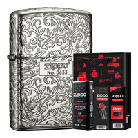ZIPPO打火机之宝防风煤油 唐草-黑银色  含油套装