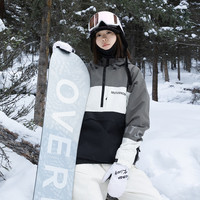 RAWRWAR新款滑雪服双单板卫衣防水防风透气保暖冬季宽松滑雪服帽衫MT卫衣 灰白黑【女】