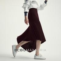 BCBGMAXAZRIA 【璀璨星河】羊毛混纺亮丝不对称下摆针织半身裙25秋冬