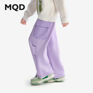 马骑顿（MQD）儿童针织裤冬款男童加绒保暖伞兵裤中大童户外风裤子 浅紫 120