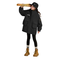 【好货热销】儿童春季休闲夹克女童时尚风衣外套百搭连帽上衣