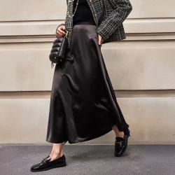 BCBGMAXAZRIA 时髦精致范 女士蕾丝下摆拼接缎面垂感半身裙