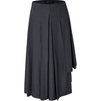 BCBGMAXAZRIA 【智性灰】通勤不对称剪裁羊毛混纺条纹百褶半身裙25秋冬