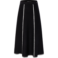 BCBGMAXAZRIA 【黑白美学】羊毛混纺撞色饰边高腰A字针织半身裙25秋冬