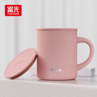 富光 316不锈钢保温杯420mL大容量马克水杯子办公泡茶咖啡男女士便携简约带盖 粉色