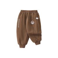 舒贝怡儿童裤子秋冬男卫裤夹棉保暖休闲裤宝宝外穿婴儿棉裤深咖110 110 【闭裆】