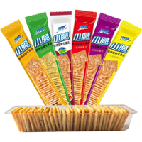 泡吧小脆薄脆饼干多口味 非油炸薯片膨化小吃零食 芥末味50g*6条