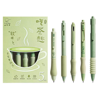 咔巴熊（Kabaxiong）按动中性笔套装5种款式 ins高颜值云握系列0.5mm速干刷题笔 吃茶趣 【护手云握】吃茶之趣
