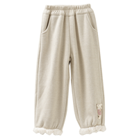 玛米玛卡(MOMOCO)运动裤男女童冬季加绒厚款儿童针织卫裤 燕麦色(女童) 120