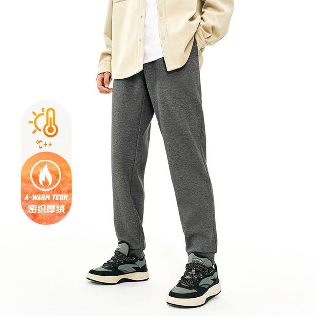 安踏 男士密暖绒针织卫裤 H150R灰花灰-3