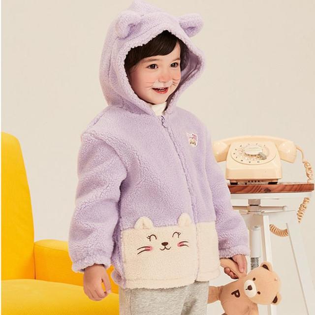 Paw in Paw Paw in  Paw 卡通小熊春秋男女宝宝拼色连帽仿羊羔绒外套