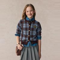 E-LAND KIDS 衣恋童装女童针织衫2025年秋季新品复古学院风长袖上衣