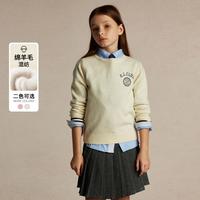 E-LAND KIDS 衣恋童装女童针织衫秋冬款学院风印花圆领毛衣