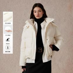 E·LAND 衣恋 E.LAND 羽绒服女简约可拆卸连帽宽松鸭绒保暖外套冬款