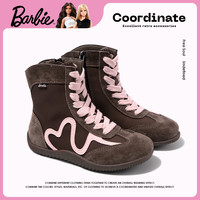 Barbie 童鞋女童靴子2025秋冬保暖拳击鞋冬季加绒运动短靴儿童二棉鞋