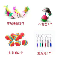 毛老鼠猫玩具仿真毛绒彩色羽毛逗猫小老鼠耐抓咬猫咪自嗨玩具 小老鼠3个+不倒翁1+彩虹球2+激