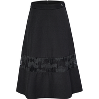 BCBGMAXAZRIA 【时髦精致范】亮丝刺绣网纱蕾丝拼接A字半身裙25秋冬