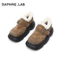 DAPHNE LAB达芙妮棒棒糖雪地靴女厚底扣带短靴加绒保暖乐福鞋