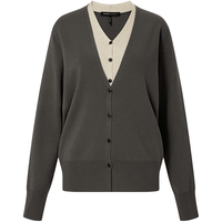 BCBGMAXAZRIA 【静奢风美学】柔感拼色双V领假两件上衣针织衫25秋冬