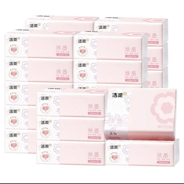 洁柔 肤感轻柔加厚抽纸 3层 100抽*24包/箱